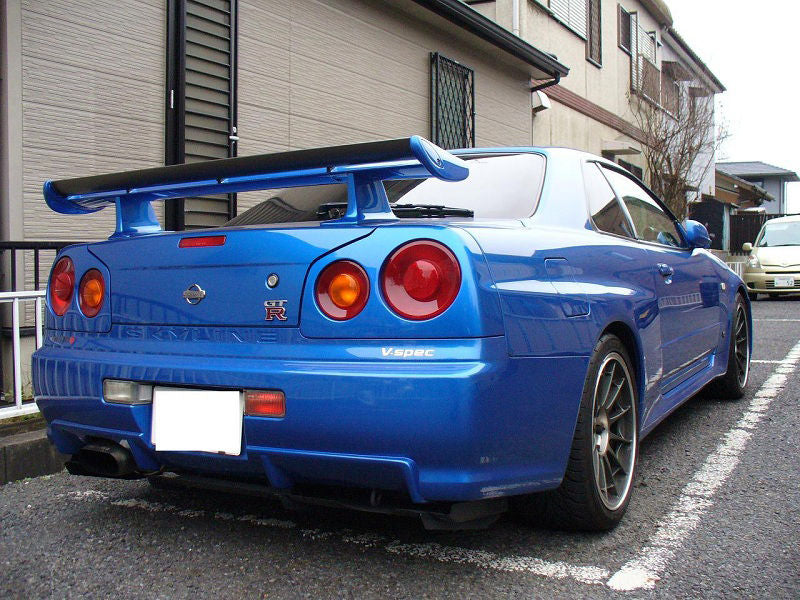 Nissan Skyline R34 GTR 1998-2005 Carbon Fiber OEM Rear Spoiler With Blade + Caps + Stand