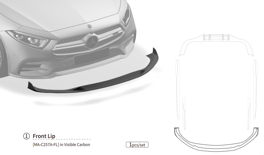 Mercedes CLS53 Dry Carbon Fiber Front Lip - Zacoe