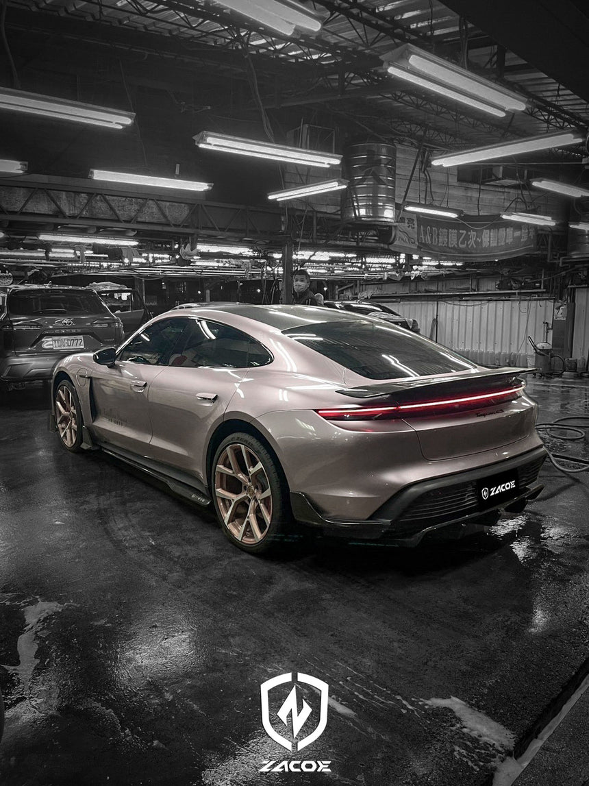 Porsche Taycan Dry Carbon Fiber Diffuser & Rear Side Blades - Zacoe