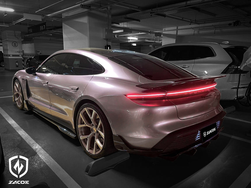 Porsche Taycan Dry Carbon Fiber Diffuser & Rear Side Blades - Zacoe