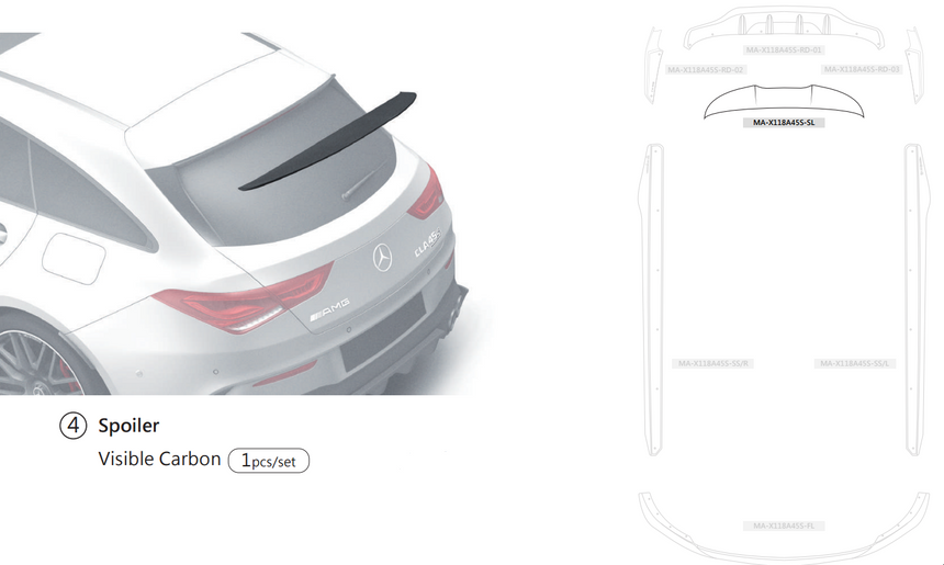 Mercedes CLA45 S Dry Carbon Fiber Spoiler Wing - Zacoe