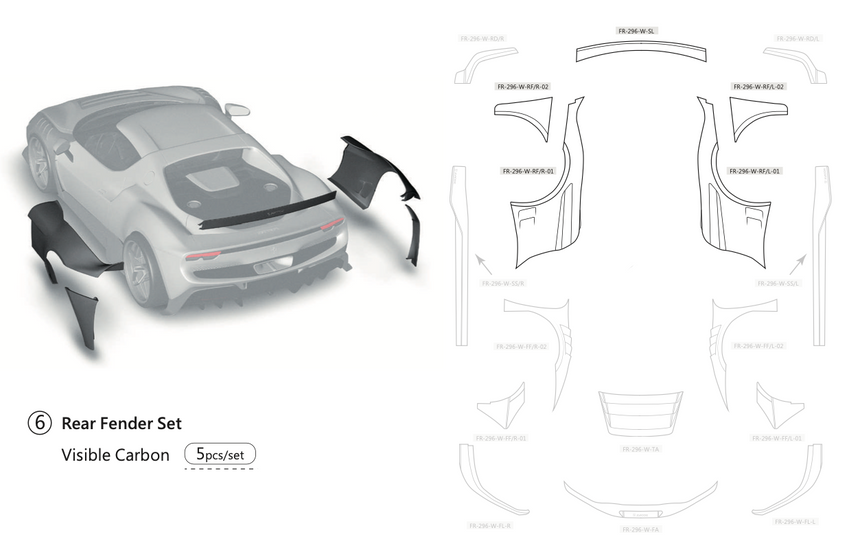 Ferrari 296GTB Dry Carbon Fiber Full Wide Bodykit - Zacoe