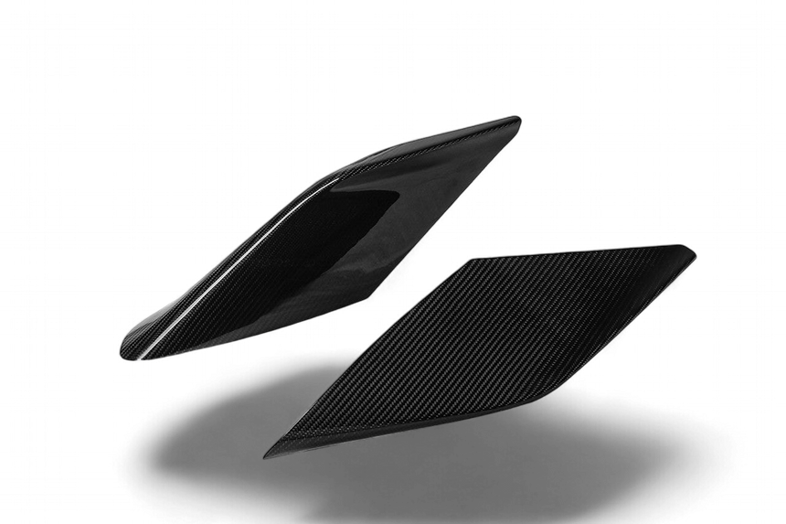 2019-2024 Ferrari F8 OEM Style Dry Carbon Fiber Side Air Intake Fins Flaps Wings