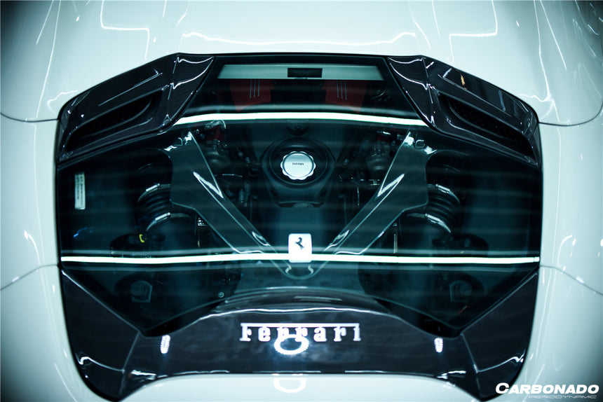 2015-2019 Ferrari Autoclave Carbon Fiber Engine Hood With Glass Carbonado (CPO) | Fits: 488 Spider, Pista Spider