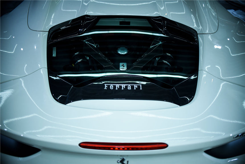 2015-2019 Ferrari Autoclave Carbon Fiber Engine Hood With Glass Carbonado (CPO) | Fits: 488 Spider, Pista Spider