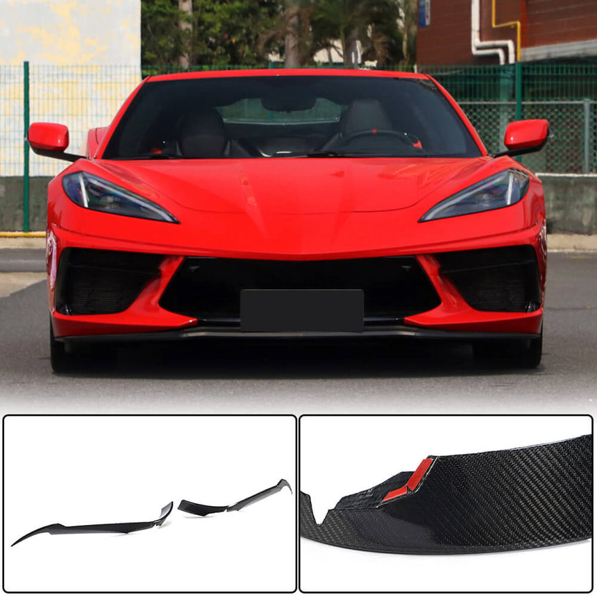Chevrolet Corvette C8 Carbon Fiber Front Air Intake Vents Bumper Aero Flicks Trims