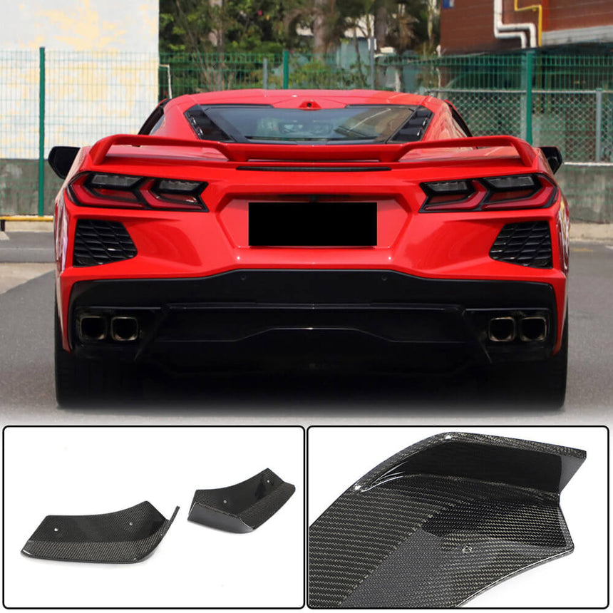 Chevrolet Corvette C8 Stingray Carbon Fiber Rear Bumper Splitter Canard Apron Winglets Flaps