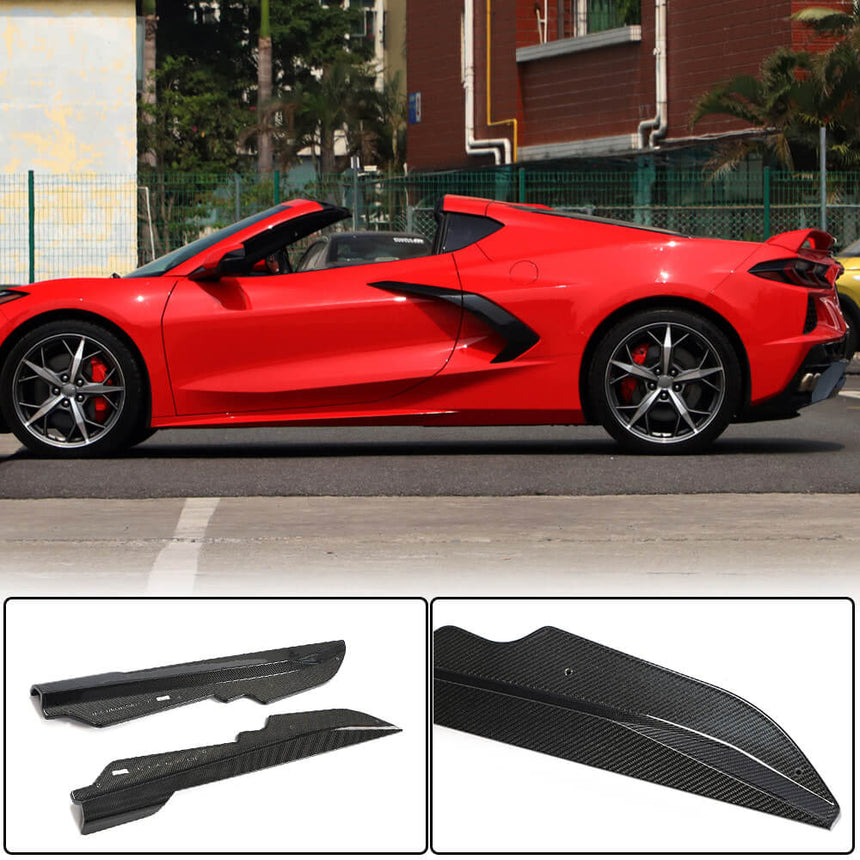 For Chevrolet Corvette C8 Carbon Fiber Side Skirts Splitter Canard Cupwing Winglets Flaps