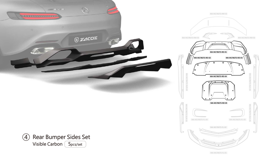 Mercedes-Benz AMG GT/GTS Dry Carbon Fiber Bumper / Diffuser - Zacoe