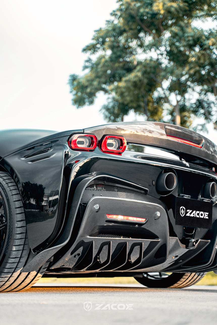 Dry Carbon Fiber Ferrari SF90 Stradale Rear Diffuser - Zacoe