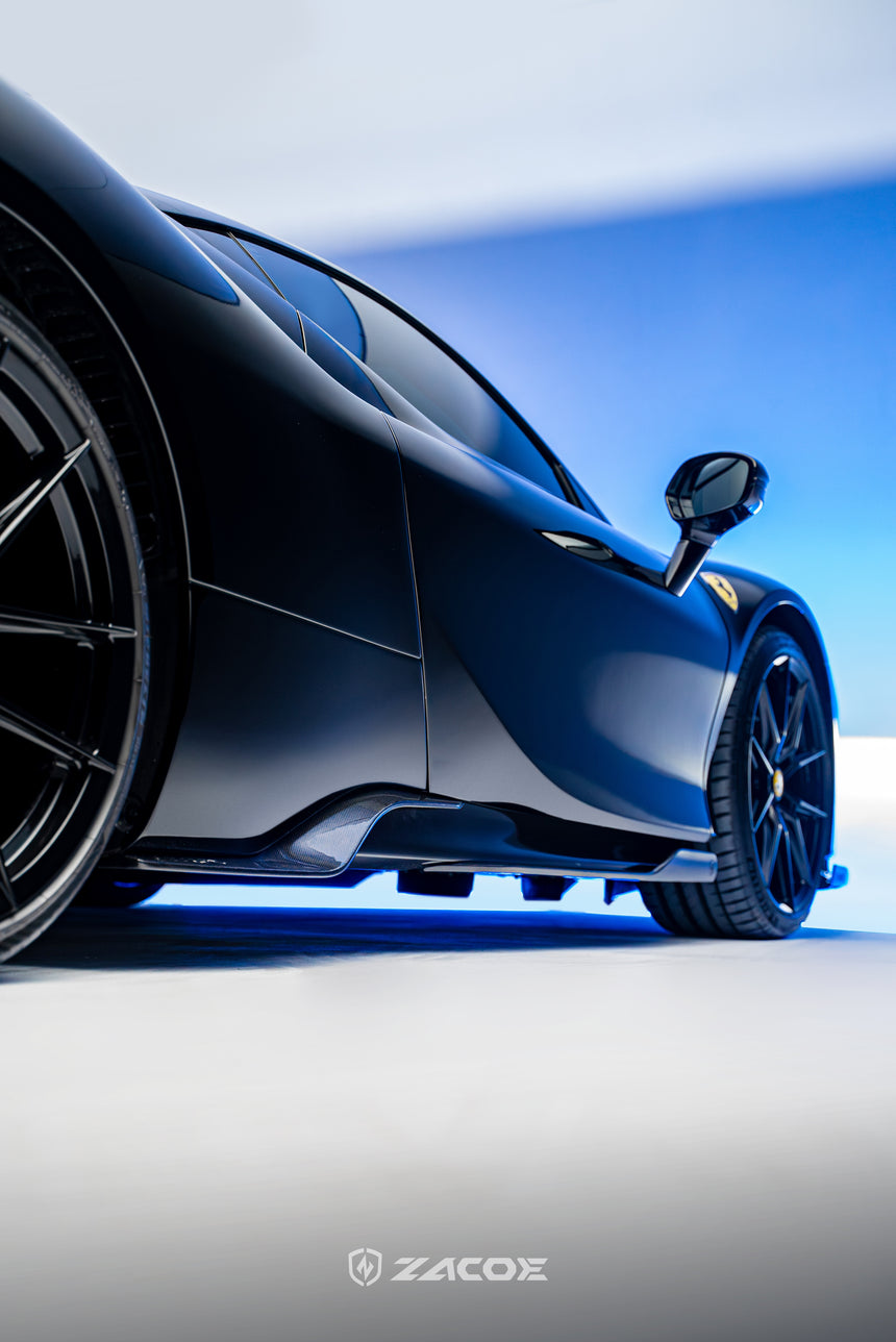 Dry Carbon Fiber Ferrari SF90 Stradale Side Skirts - Zacoe