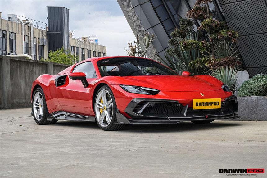 DarwinPRO 2022-2026 Ferrari 296 GTB GTS Type F171 iMP Carbon Fiber Front Bumper Lip Splitter With Camera holes