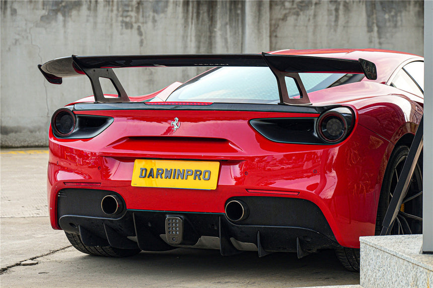 2015-2020 Ferrari 488 GTB Partial Carbon Fiber Wing With Base DarwinPRO (SF90XX Style)