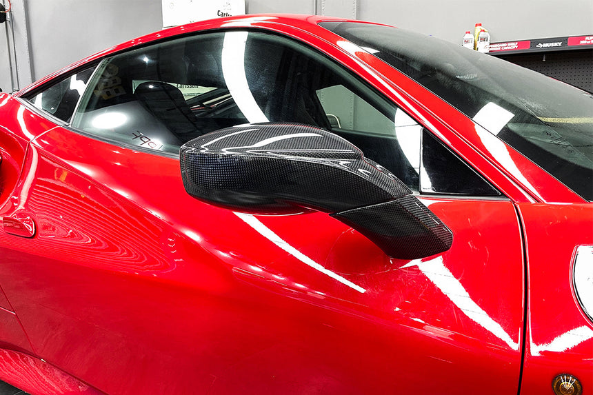 2015-2020 Ferrari Carbon Fiber Mirror House with Base Replacement DarwinPRO (OE) | Fits F8, 488, Pista