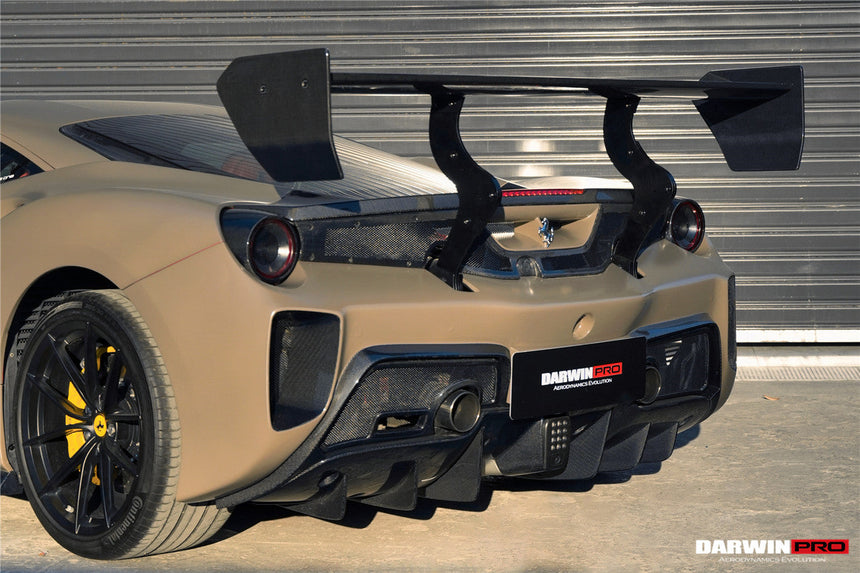 2015-2020 Ferrari 488 GTB Challenge Evo Modena Style Rear Bumper With Deck Lid Wing & Diffuser