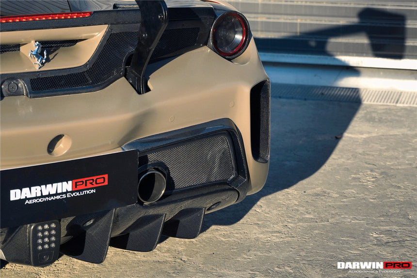 2015-2020 Ferrari 488 GTB Challenge Evo Modena Style Rear Bumper With Deck Lid Wing & Diffuser