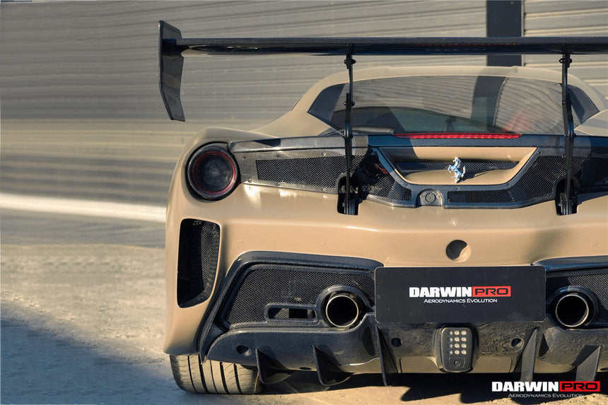 2015-2020 Ferrari 488 GTB Challenge Evo Modena Style Rear Bumper With Deck Lid Wing & Diffuser & Wing