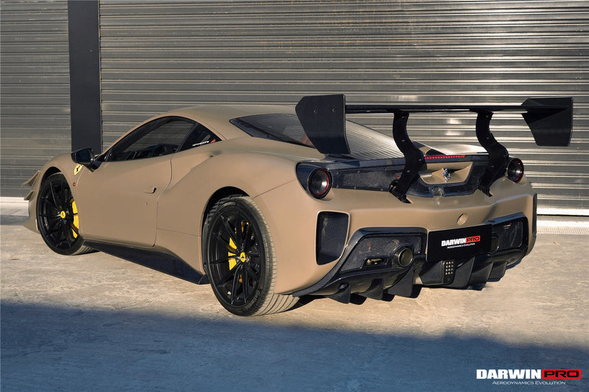 2015-2020 Ferrari 488 GTB Challenge Evo Modena Style Rear Bumper With Deck Lid Wing & Diffuser & Wing