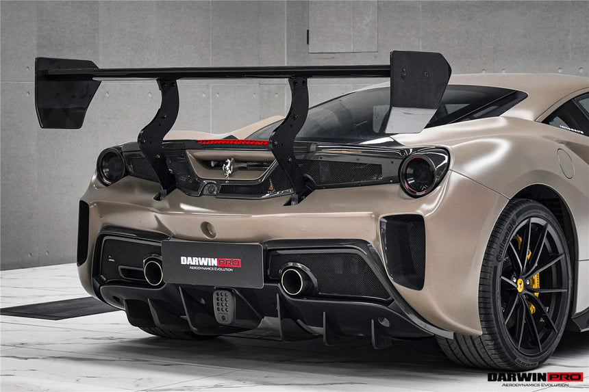 2015-2020 Ferrari 488 GTB Challenge Evo Modena Style Rear Bumper With Deck Lid Wing & Diffuser