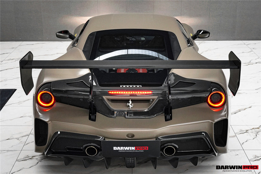 2015-2020 Ferrari 488 GTB Challenge Evo Modena Style Rear Bumper With Deck Lid Wing & Diffuser & Wing
