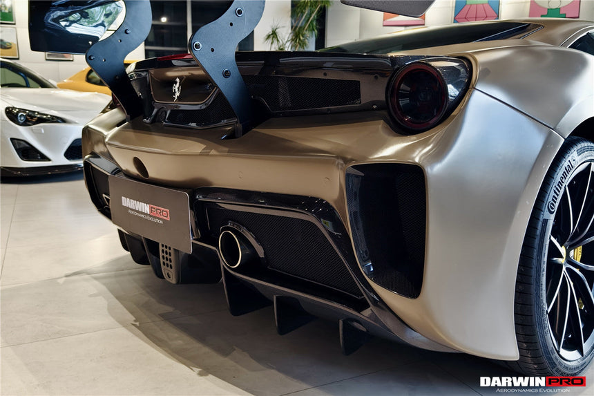 2015-2020 Ferrari 488 GTB Challenge Evo Modena Style Rear Bumper With Deck Lid Wing & Diffuser