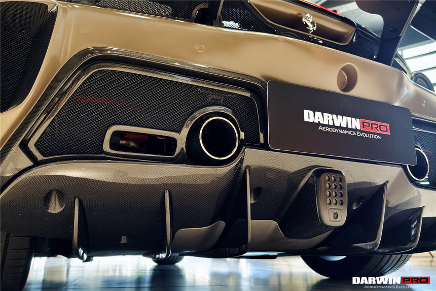 2015-2020 Ferrari 488 GTB Challenge Evo Modena Style Rear Bumper With Deck Lid Wing & Diffuser & Wing