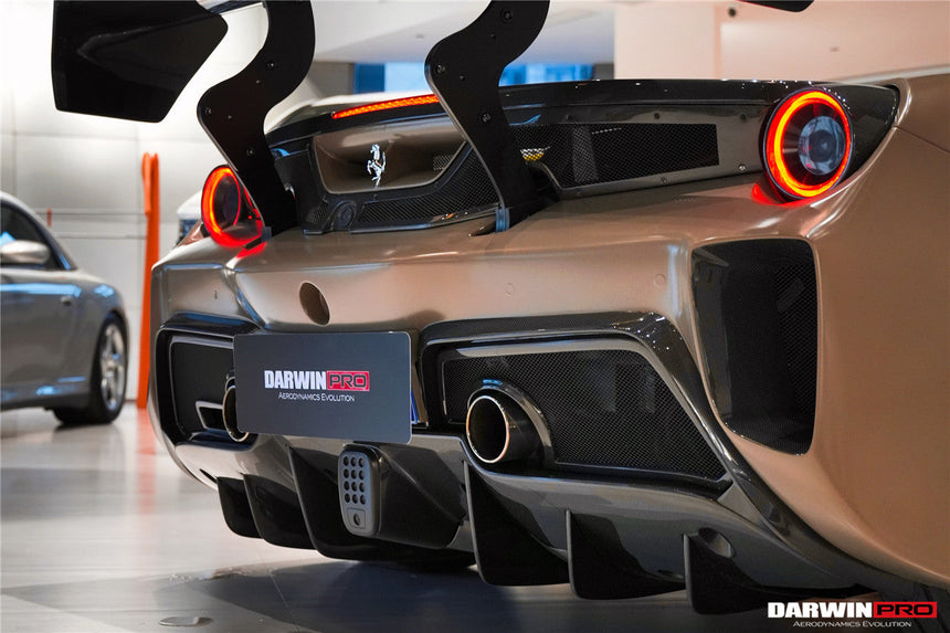2015-2020 Ferrari 488 GTB Challenge Evo Modena Style Rear Bumper With Deck Lid Wing & Diffuser & Wing