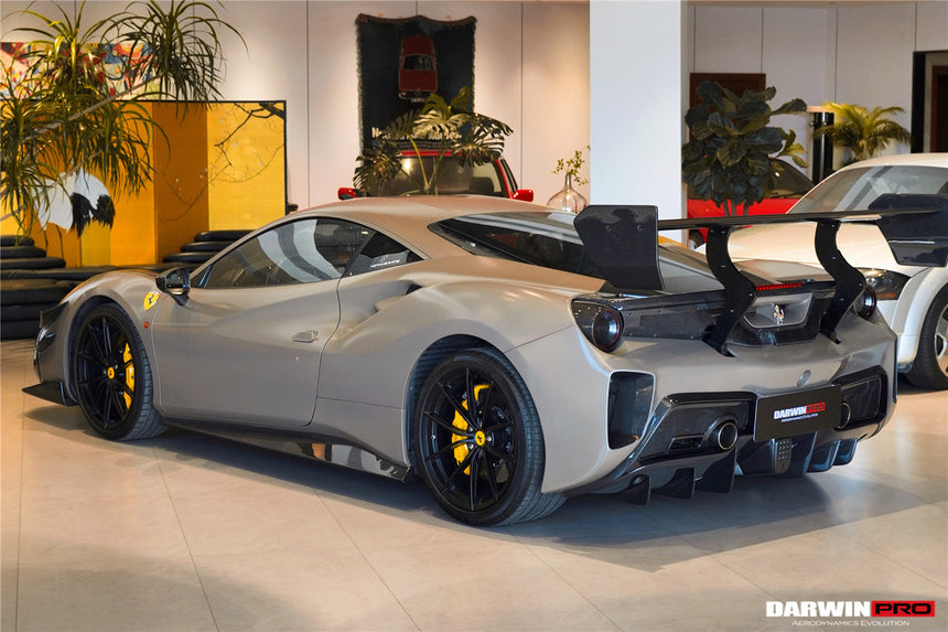 2015-2020 Ferrari 488 GTB Challenge Evo Modena Style Rear Bumper With Deck Lid Wing & Diffuser & Wing