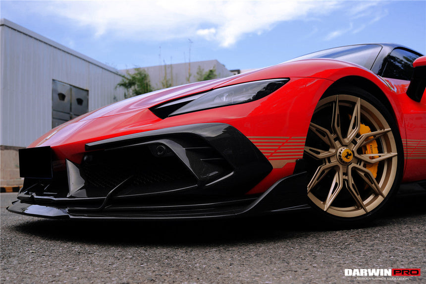 DarwinPRO 2022-2026 Ferrari 296 GTB GTS Type F171 iMP Carbon Fiber Front Bumper Lip Splitter With Camera holes