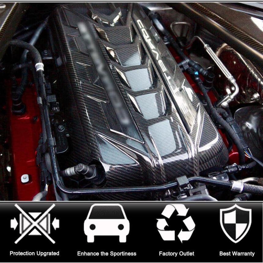 Chevrolet Corvette C8 2020-2022 Dry Carbon Fiber Engine Cover Engine Valve Cover Bonnet Hood Kit