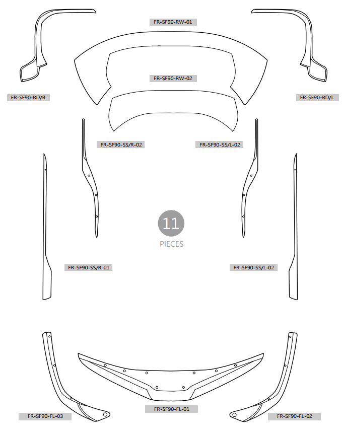 Dry Carbon Fiber Ferrari SF90 Stradale Full Body Kit - Zacoe