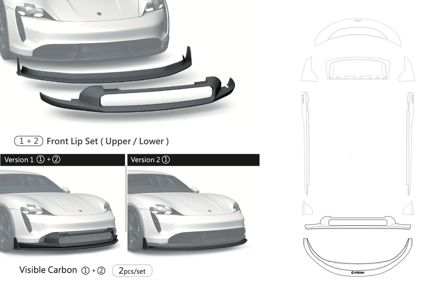 Porsche Taycan Dry Carbon Fiber Front Lip - Zacoe