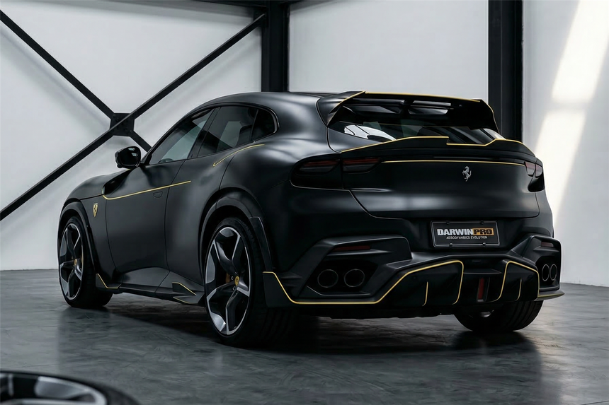 2023-UP Ferrari Purosangue F175 Carbon Fiber Side Skirts DarwinPRO iMP Design Ver.2