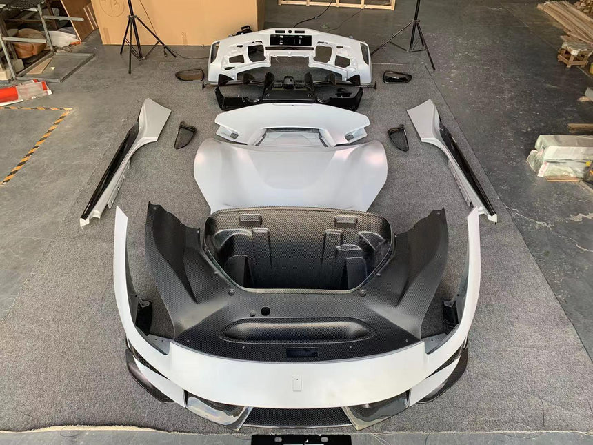 Dry Carbon Fiber Full Set Body Kit Front Bumper Rear Bumper Side Skirt For 488 GTB Pista Style
