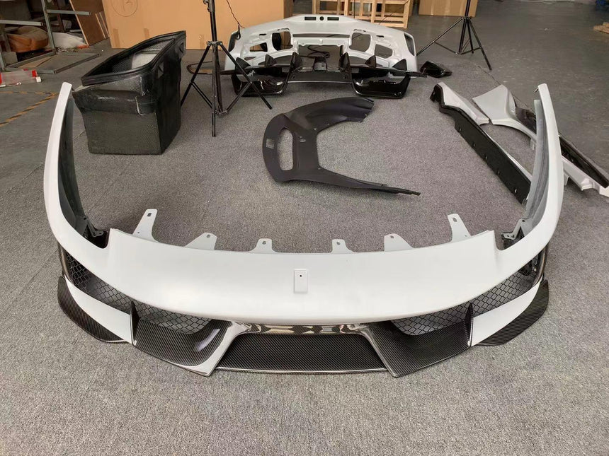 Dry Carbon Fiber Full Set Body Kit Front Bumper Rear Bumper Side Skirt For 488 GTB Pista Style