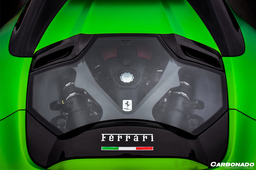 2015-2020 Ferrari 488 Spyder Dry Carbon Fiber Engine Hood With Glass
