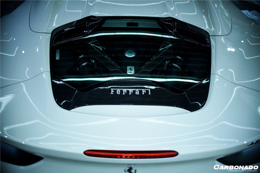 2015-2020 Ferrari 488 Spyder Dry Carbon Fiber Engine Hood With Glass