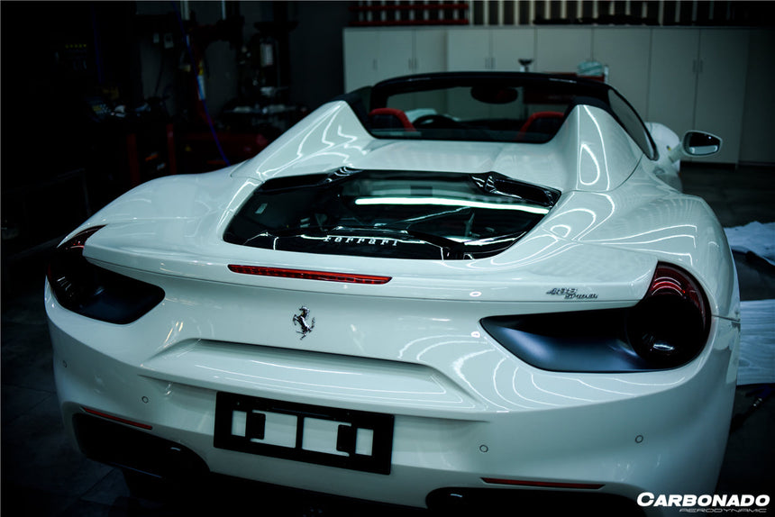2015-2020 Ferrari 488 Spyder Dry Carbon Fiber Engine Hood With Glass
