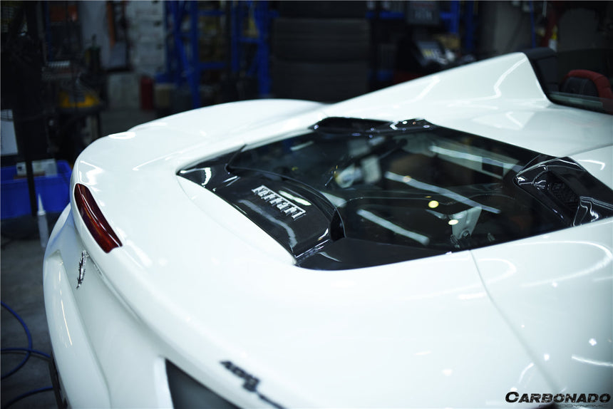 2015-2020 Ferrari 488 Spyder Dry Carbon Fiber Engine Hood With Glass