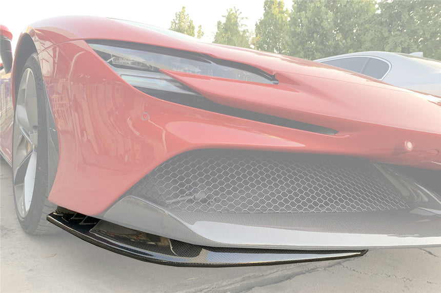 2020-UP Ferrari SF90 Stradale OE Style Autoclave Carbon Fiber Front Bumper Side Splitter