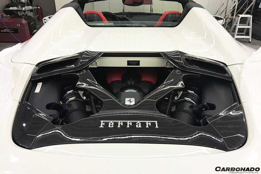 2015-2020 Ferrari 488 Spyder Dry Carbon Fiber Engine Hood With Glass