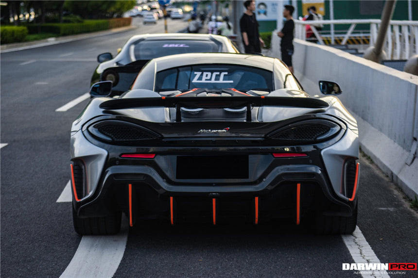 2015-2020 McLaren 540C/570S/570GT 600LT-Style Partial Carbon Fiber Rear Bumper with Diffuser and Trunk Spoiler and Engine Trunk and Exhaust