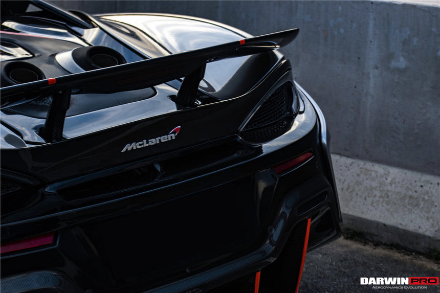 2015-2020 McLaren 540C/570S/570GT 600LT-Style Partial Carbon Fiber Rear Bumper with Diffuser and Trunk Spoiler and Engine Trunk and Exhaust