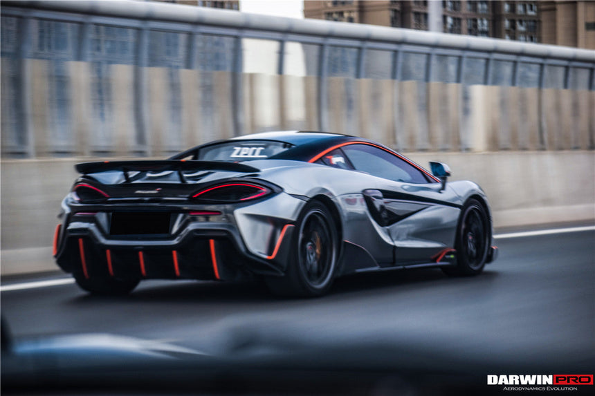 2015-2020 McLaren 540C/570S/570GT 600LT-Style Partial Carbon Fiber Rear Bumper with Diffuser and Trunk Spoiler and Engine Trunk and Exhaust