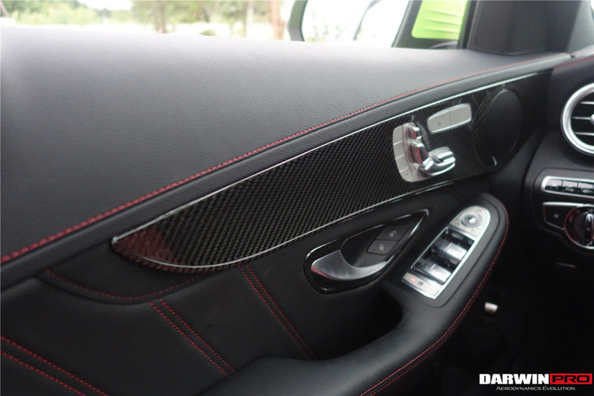 2015-2021 Mercedes Benz W205 C63/S AMG Sedan Carbon Fiber Interior Door Panel Trim Cover Strip