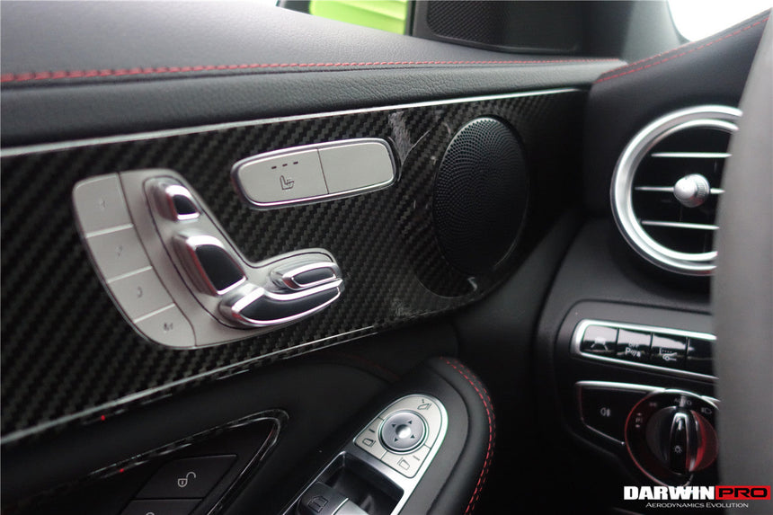 2015-2021 Mercedes Benz W205 C63/S AMG Sedan Carbon Fiber Interior Door Panel Trim Cover Strip