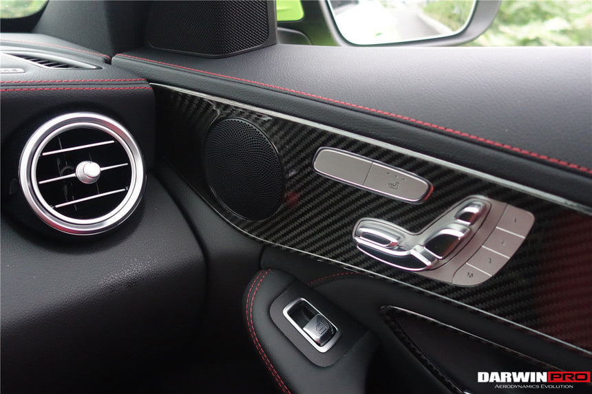 2015-2021 Mercedes Benz W205 C63/S AMG Sedan Carbon Fiber Interior Door Panel Trim Cover Strip