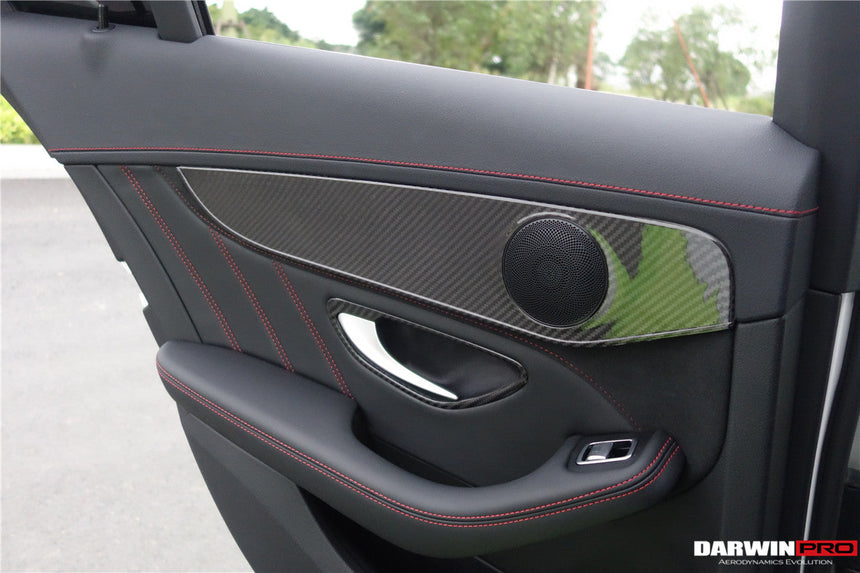 2015-2021 Mercedes Benz W205 C Class GLC X253 Carbon Fiber Interior Door Handle Cover Trim