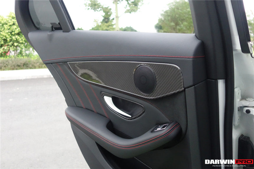 2015-2021 Mercedes Benz W205 C Class GLC X253 Carbon Fiber Interior Door Handle Cover Trim