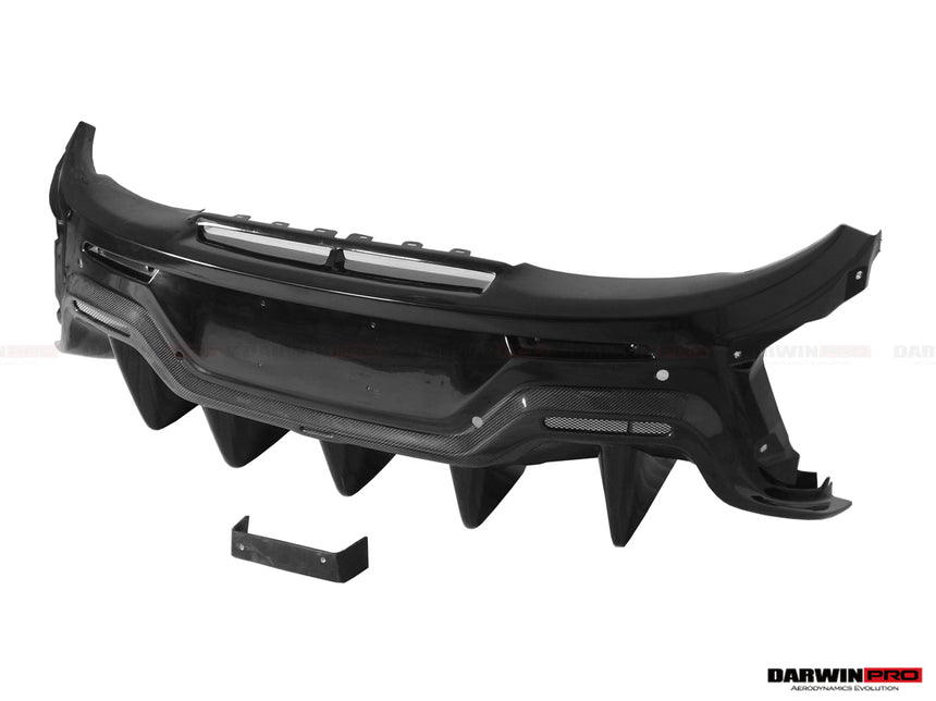 2015-2020 McLaren 540C/570S/570GT 600LT-Style Partial Carbon Fiber Rear Bumper with Diffuser and Trunk Spoiler and Engine Trunk and Exhaust